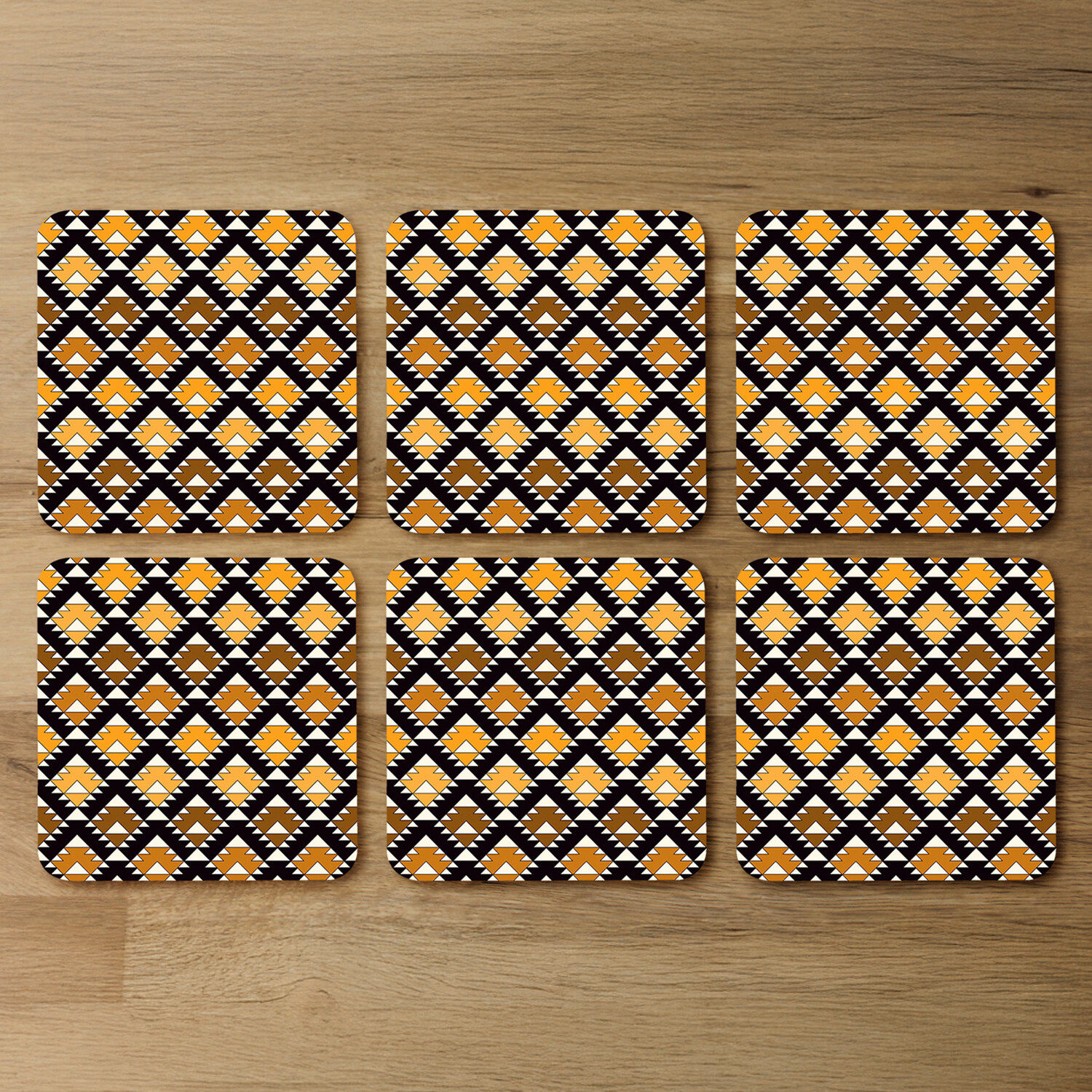 Image of Repeated Triangles Coaster - Orange