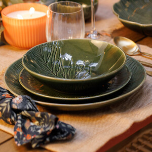 Jardin Stoneware Pasta Bowls, Set of 4, 20cm,Green