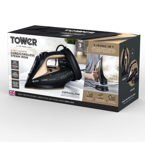 CeraGlide 2400W Cord Cordless Steam Iron Black