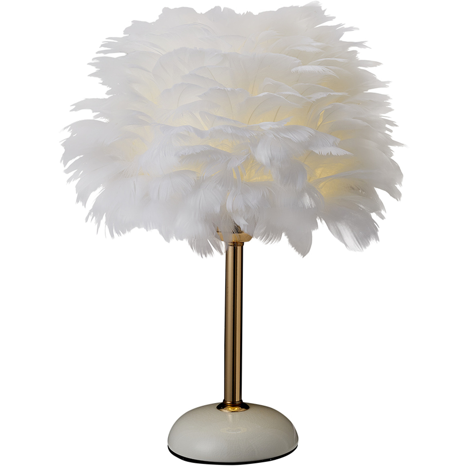 Ceramic Feather Table Lamp with LED Light - White