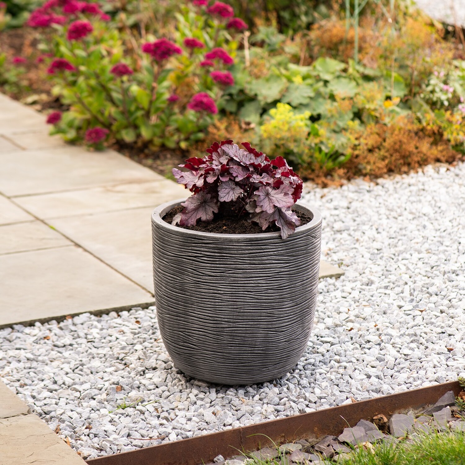 Strata Extra Large Round Amalfi Pot - Grey