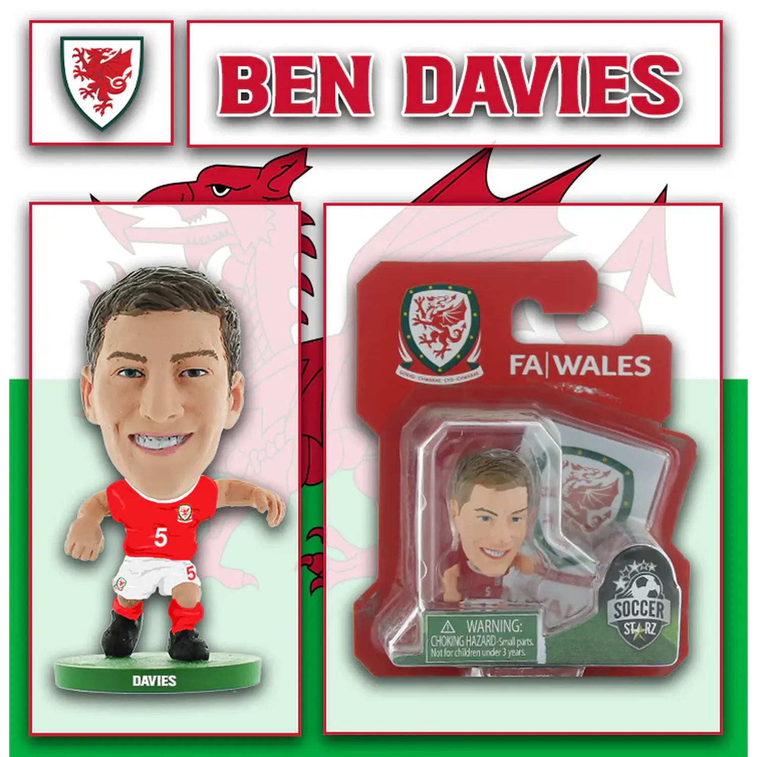 SoccerStarz Wales Ben Davies 5cm Figure - Red