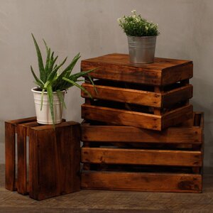 Set of 3 Brown Fruit Display Boxes for Home Decor