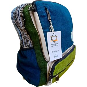 Large Hemp Backpack in Teal  Sage - Eco-Friendly  Durable Storage