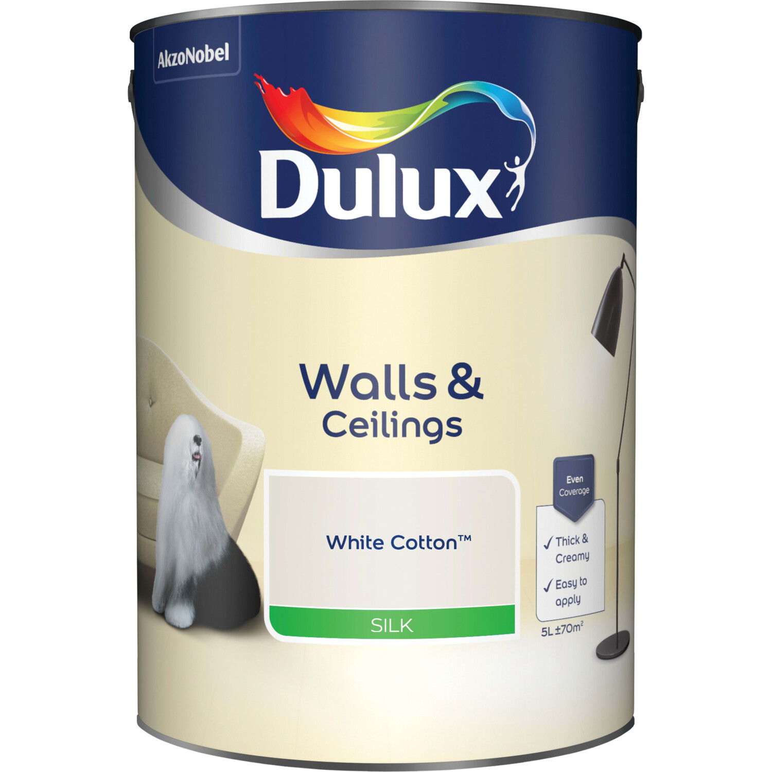 Dulux Silk Emulsion Paint - White Cotton / 5L