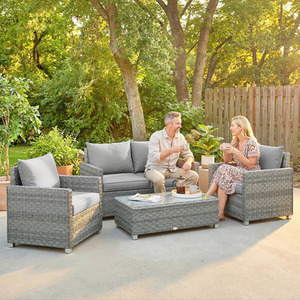 Outsunny four Piece Rattan Garden Furniture Set with Cushions