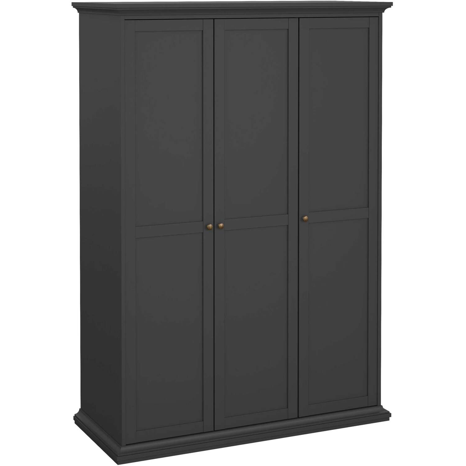 Wyld Haus Osaka Matt Dark Grey 3-Door Wooden Wardrobe - Grey