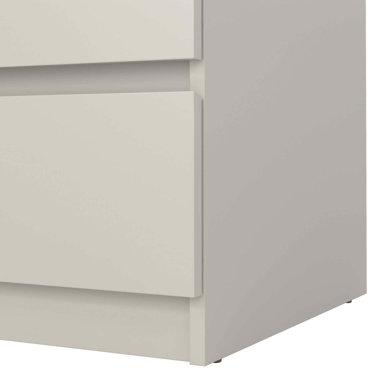 Budapest Cream Chest with Natural Oak-Effect Top, 3 Handleless Drawers - Natural