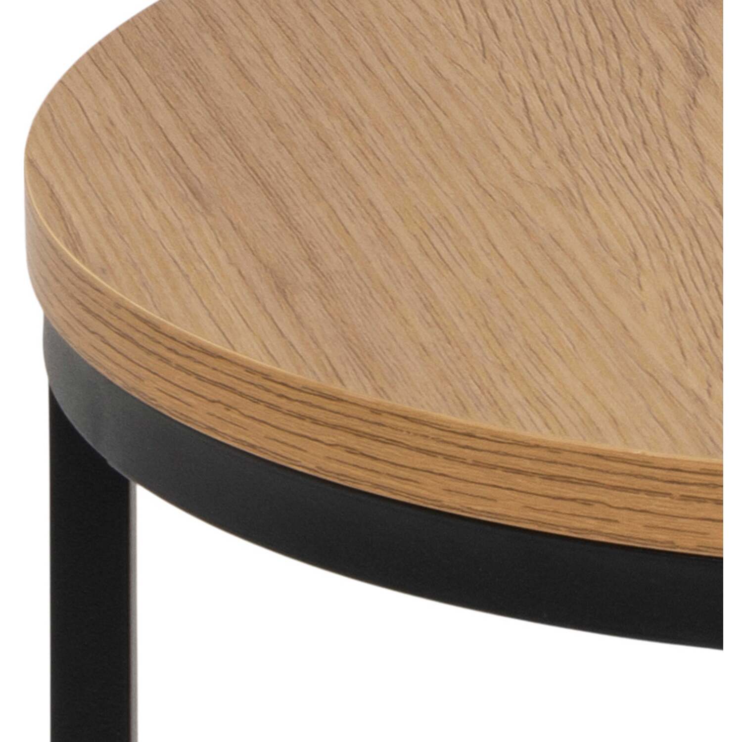 Wild Effects Table Odense Round Nesting Tables - Wild Oak Effect Tops with Black Steel ...