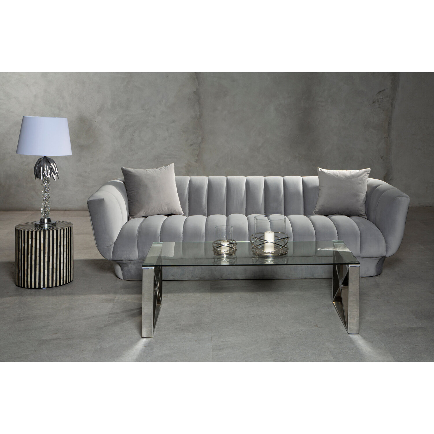Halm Palm Tree Design Table Lamp - Silver