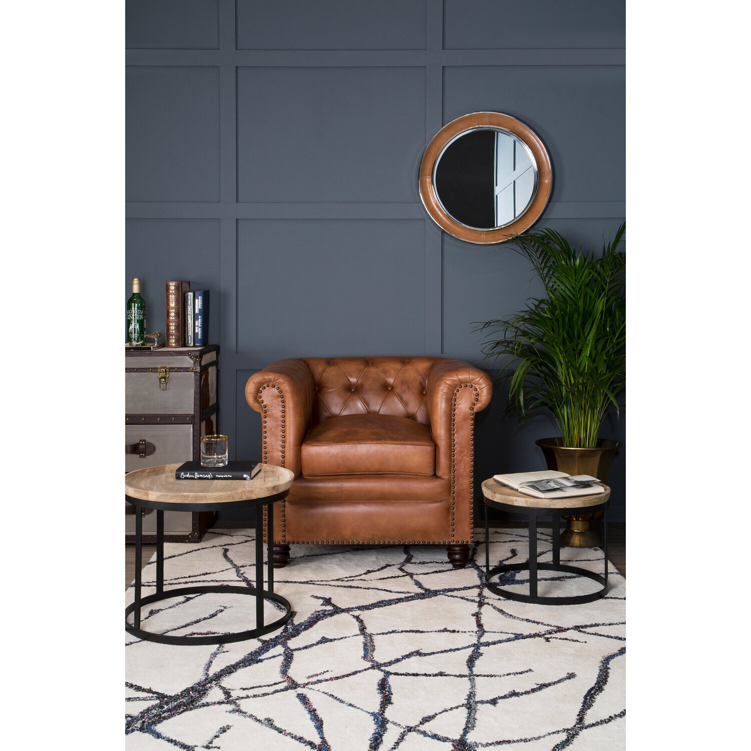 Dimano Champagne Finish 3D Geometric Wall Mirror - Brown