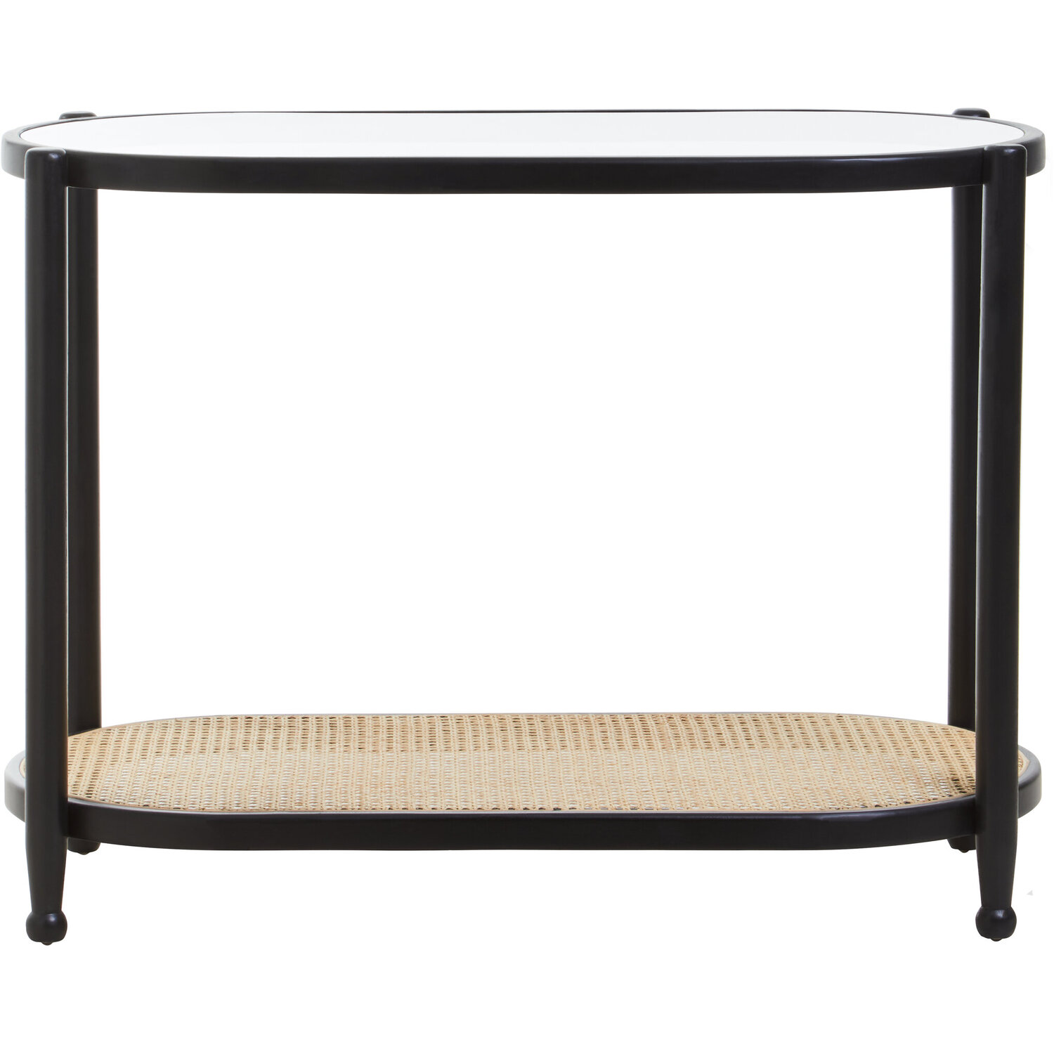 Cebu Rattan and Glass 2 Tier Console Table - Black