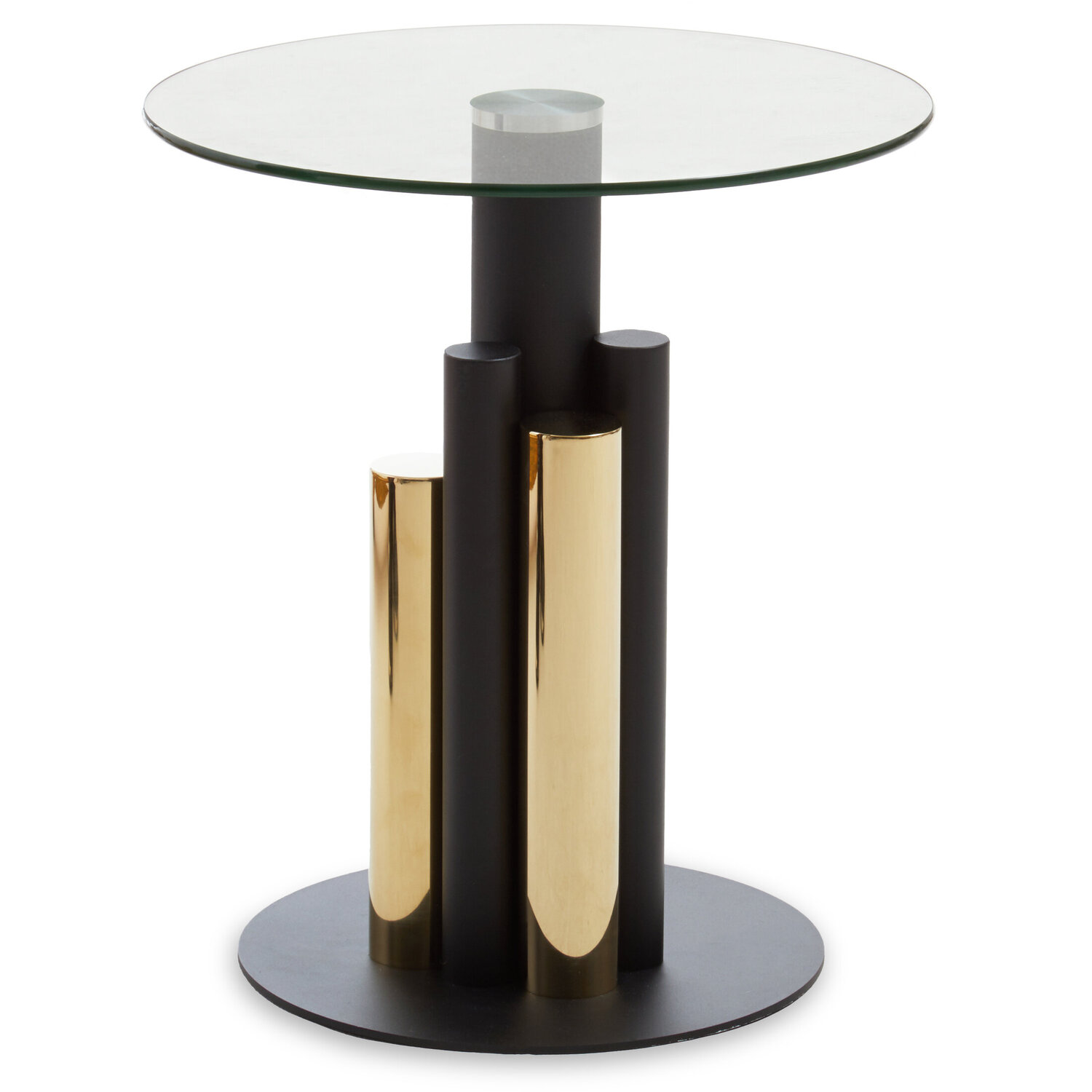 Oria Glass Gold And Black Base Side Table - Black