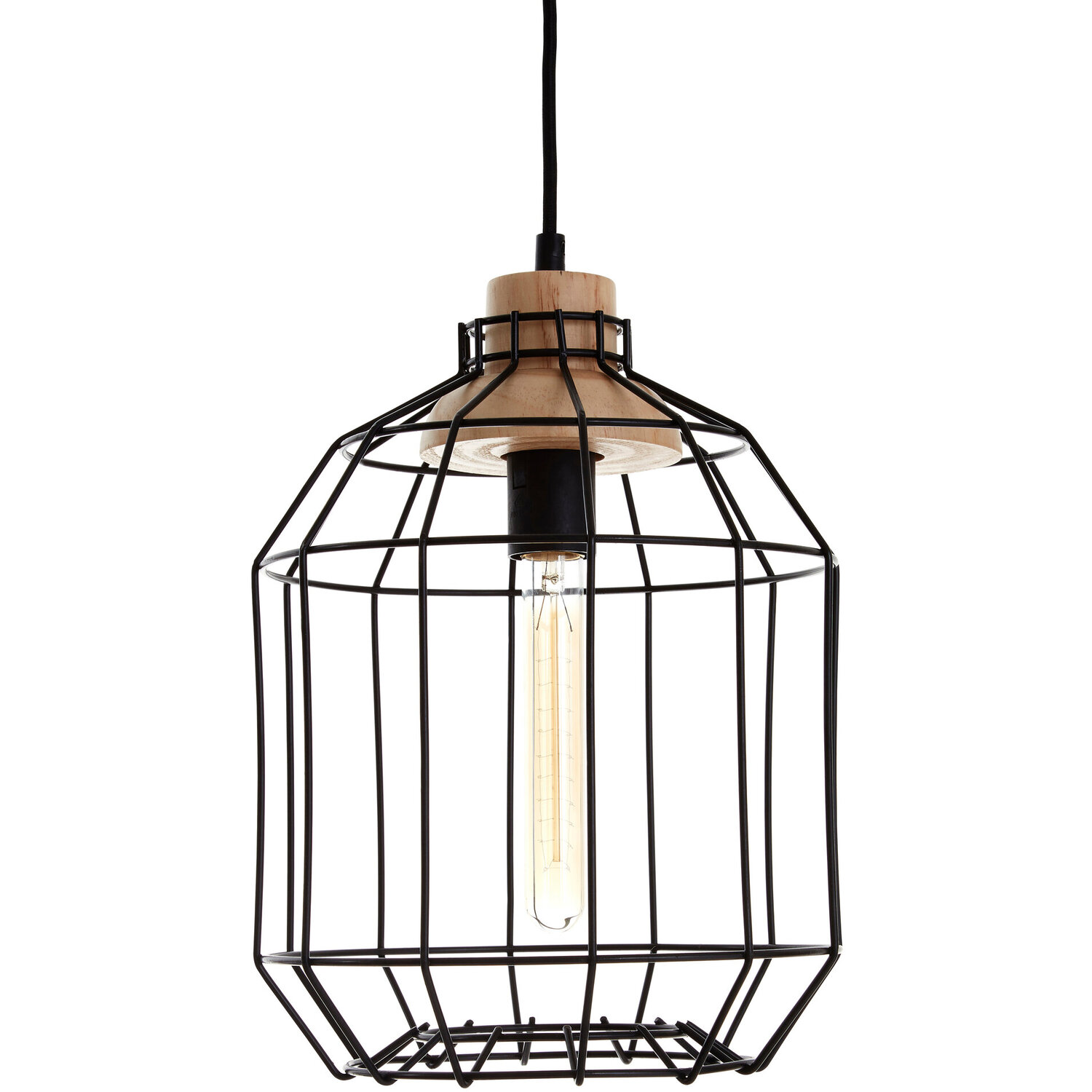 Interiors by PH Beacan Black Metal Wire Pendant Light, Black