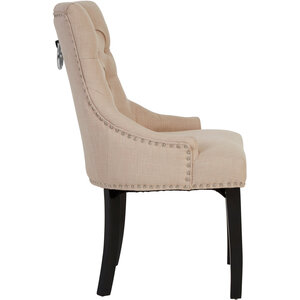 Kensington Townhouse Natural Linen Dining Chair with Dark Legs