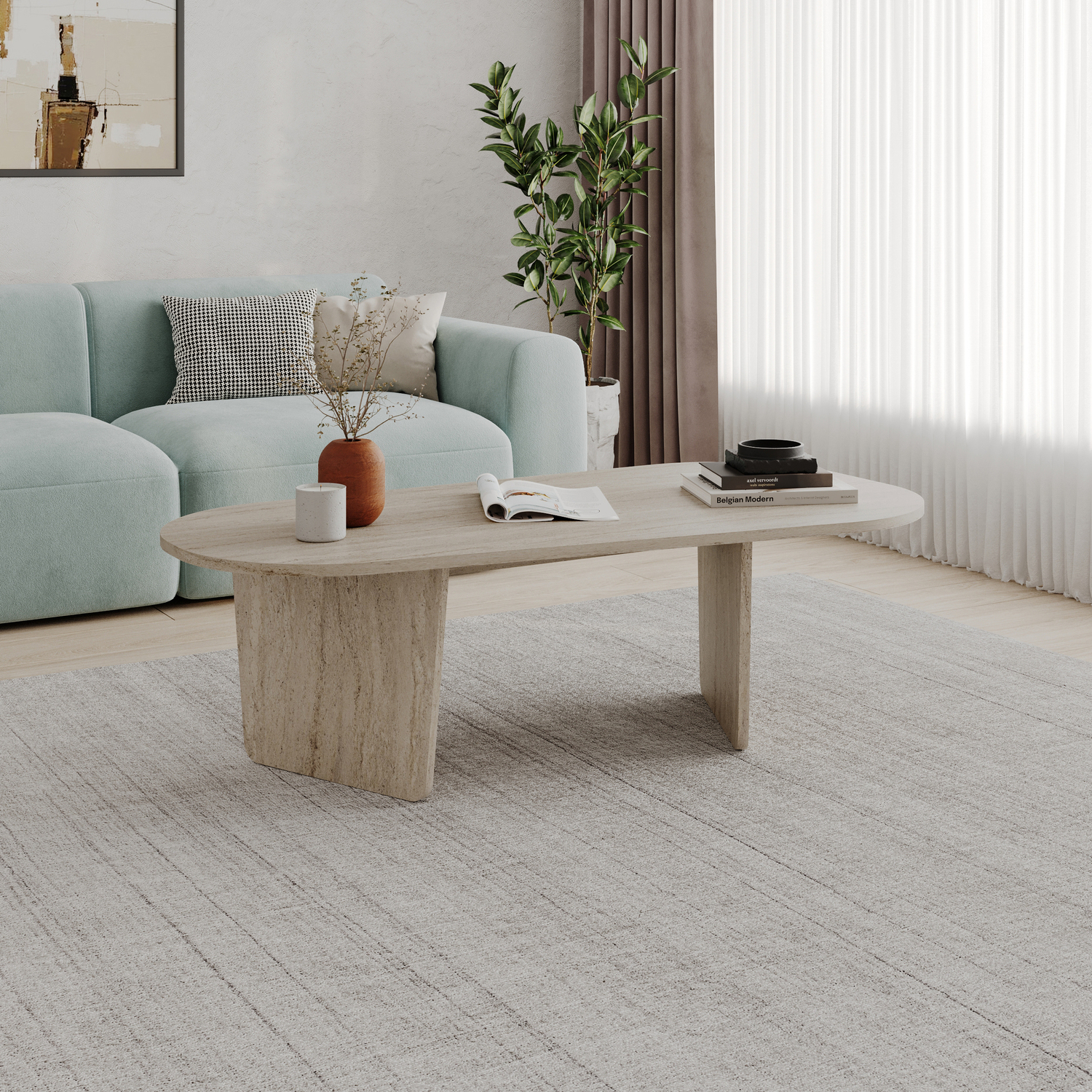 Decortie Ovalis Coffee Table - Travertine