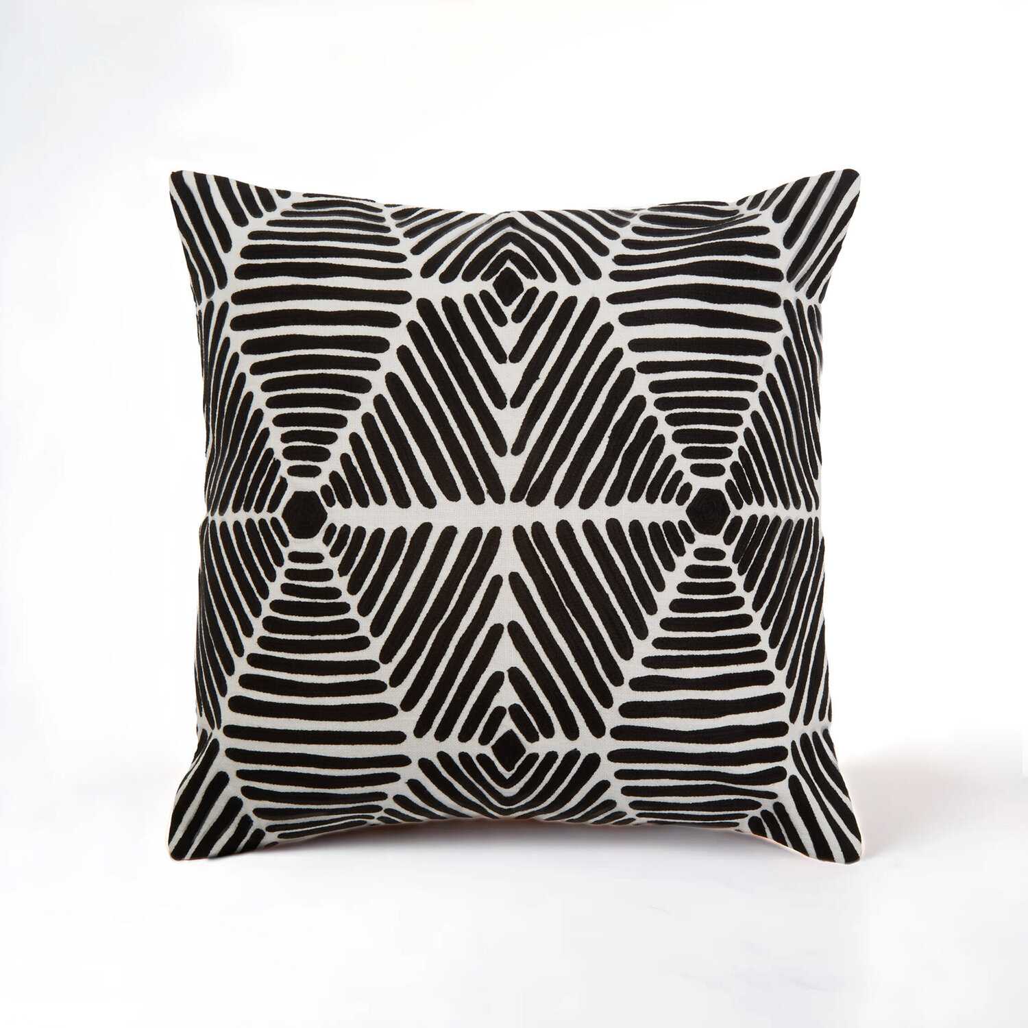 Bosie Ozella Black And White Square Embroidered Cushion - Black & White