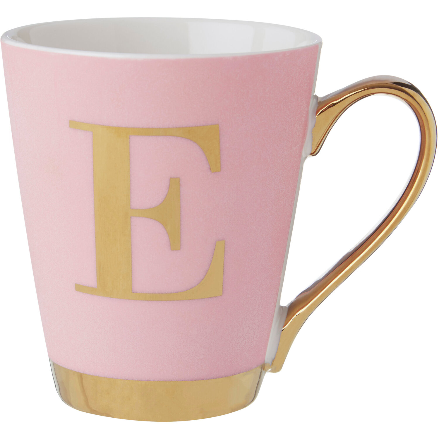 Frosted Deco Pink Monogram Mug, E - Pink