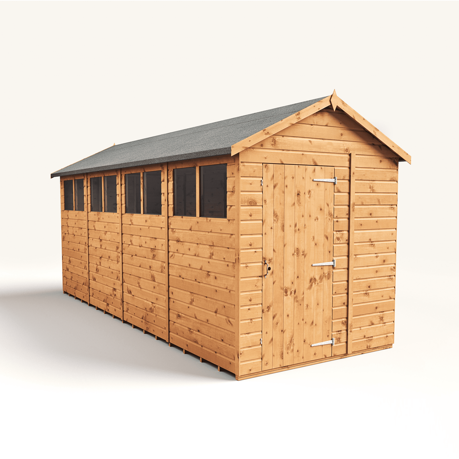 Empire 6x16 Modular Apex Garden Shed with a Single Door & Windows - Brown