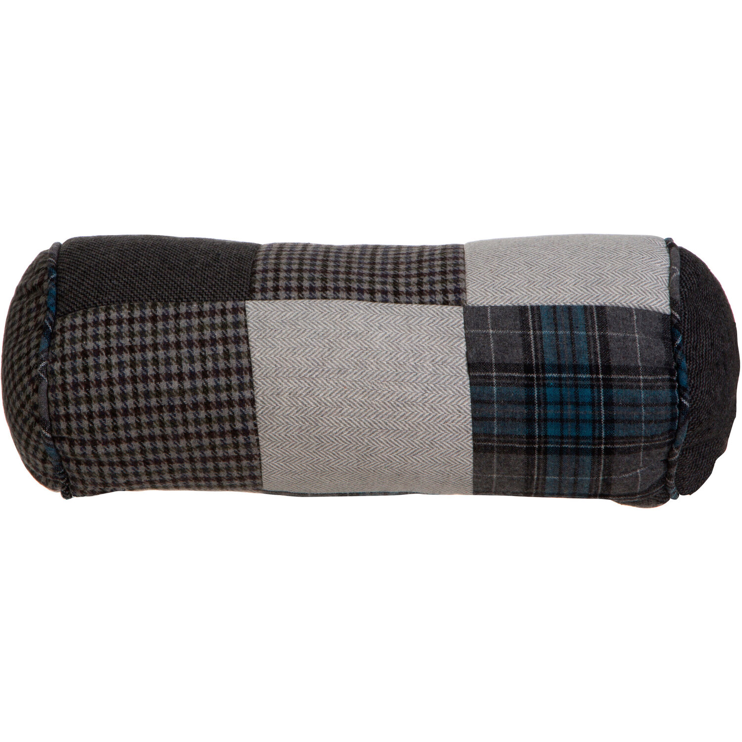 Heritage Patchwork Blue Bolster Cushion - Multicolour