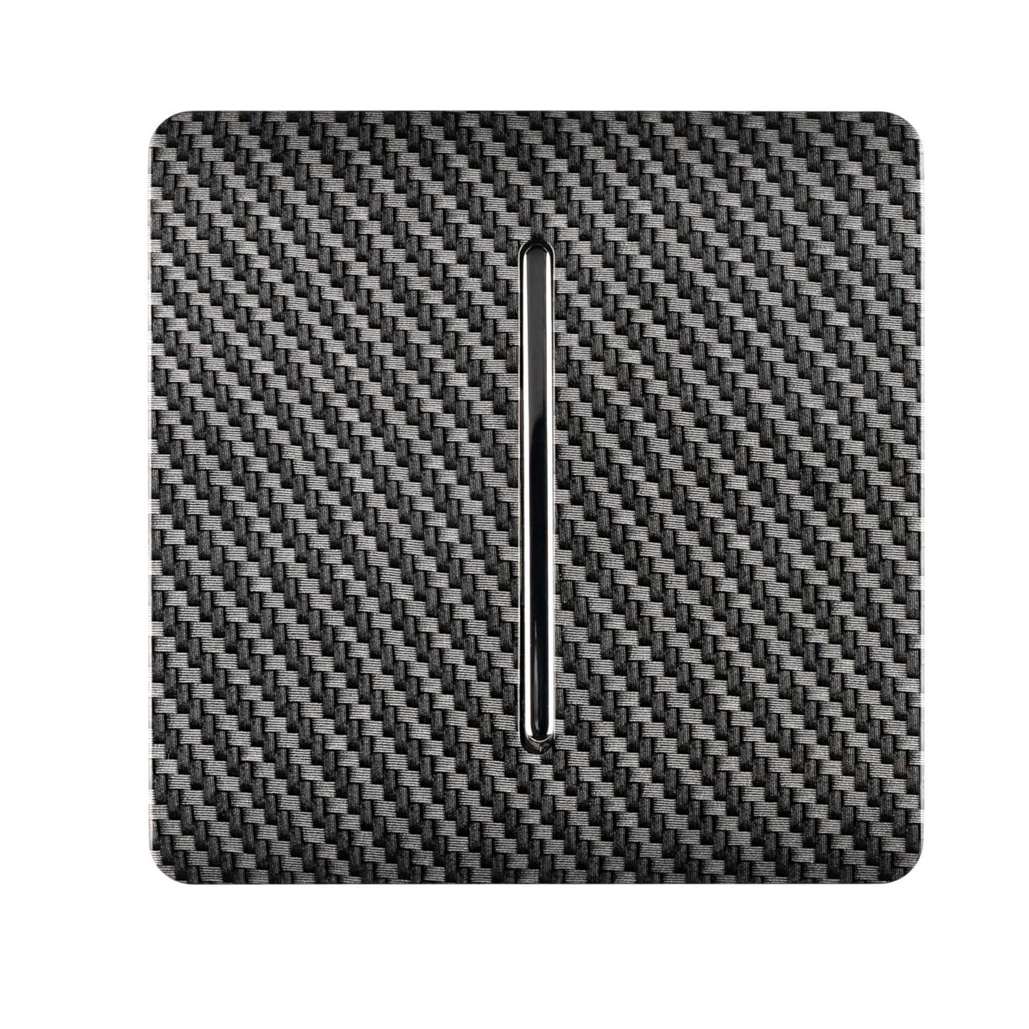 Trendi Switch 1 Gang 2 Way Screwless 10 Amp Light Switch - Carbon Fibre