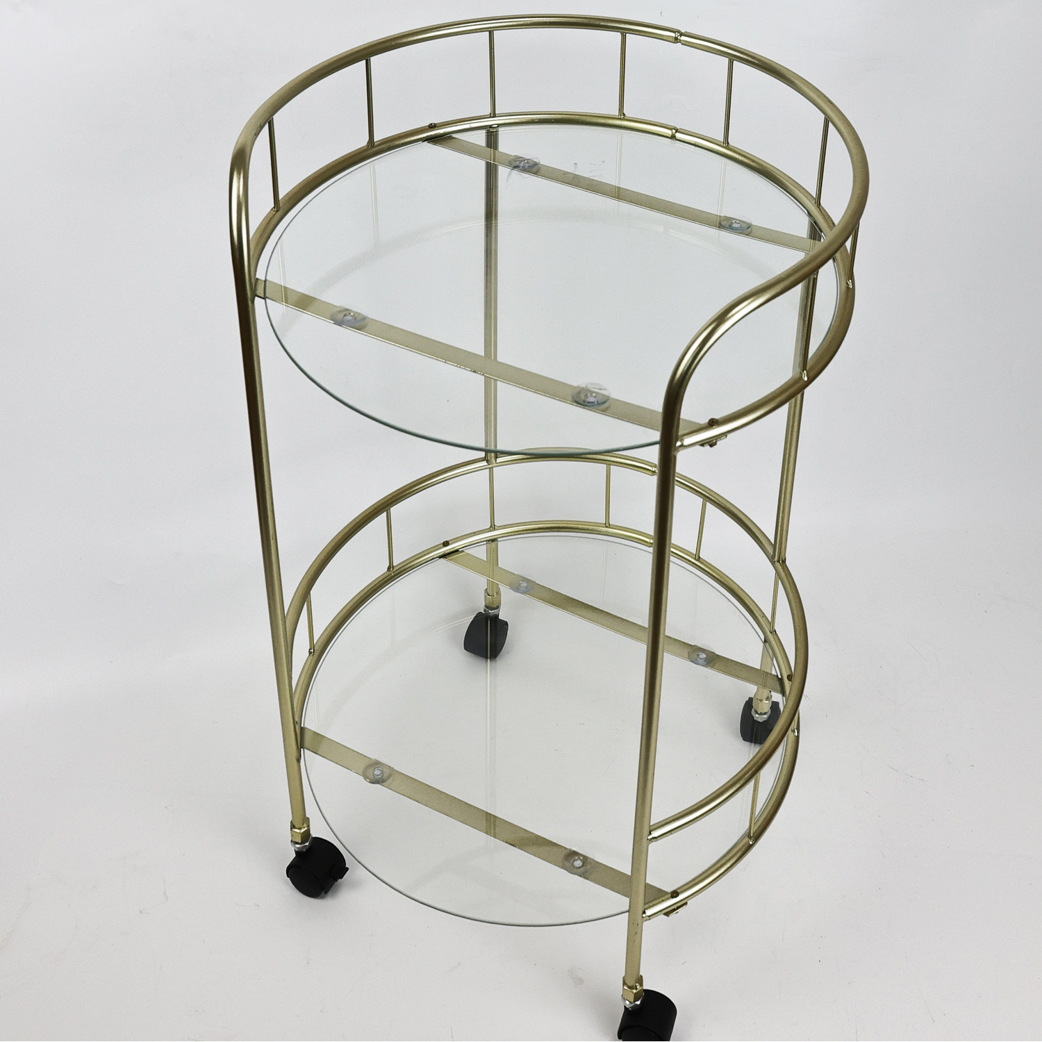 Drinks Trolley Two Glass Shelves - Gold
