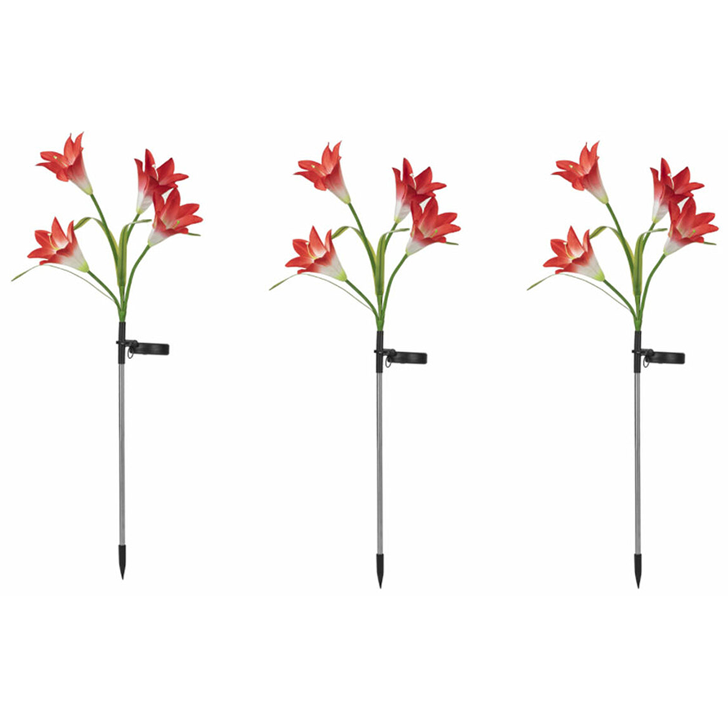Set of 3 Lily Solar Lanterns - Red