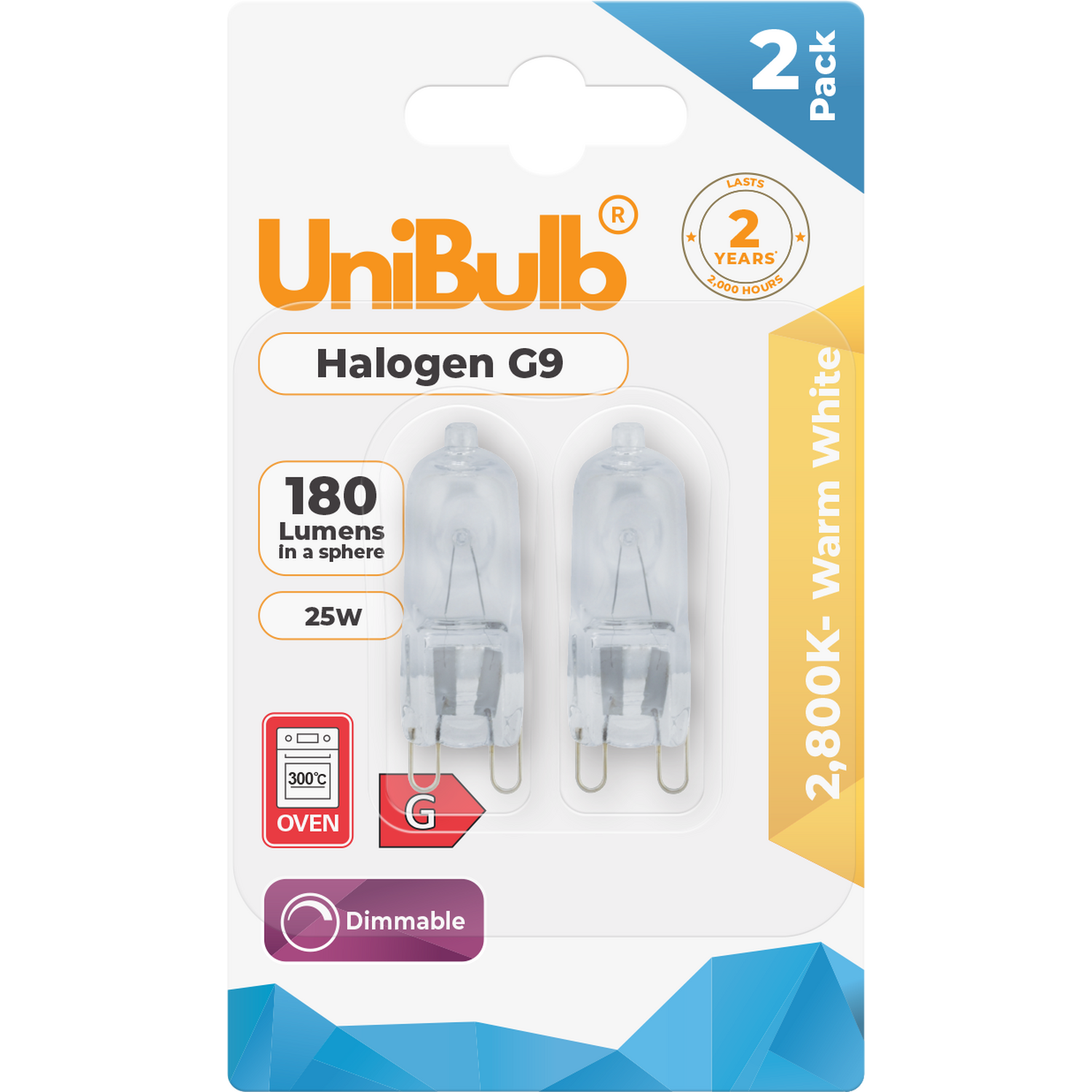 Image of UniBulb Halogen G9 Capsule 180lm 25W&hellip;