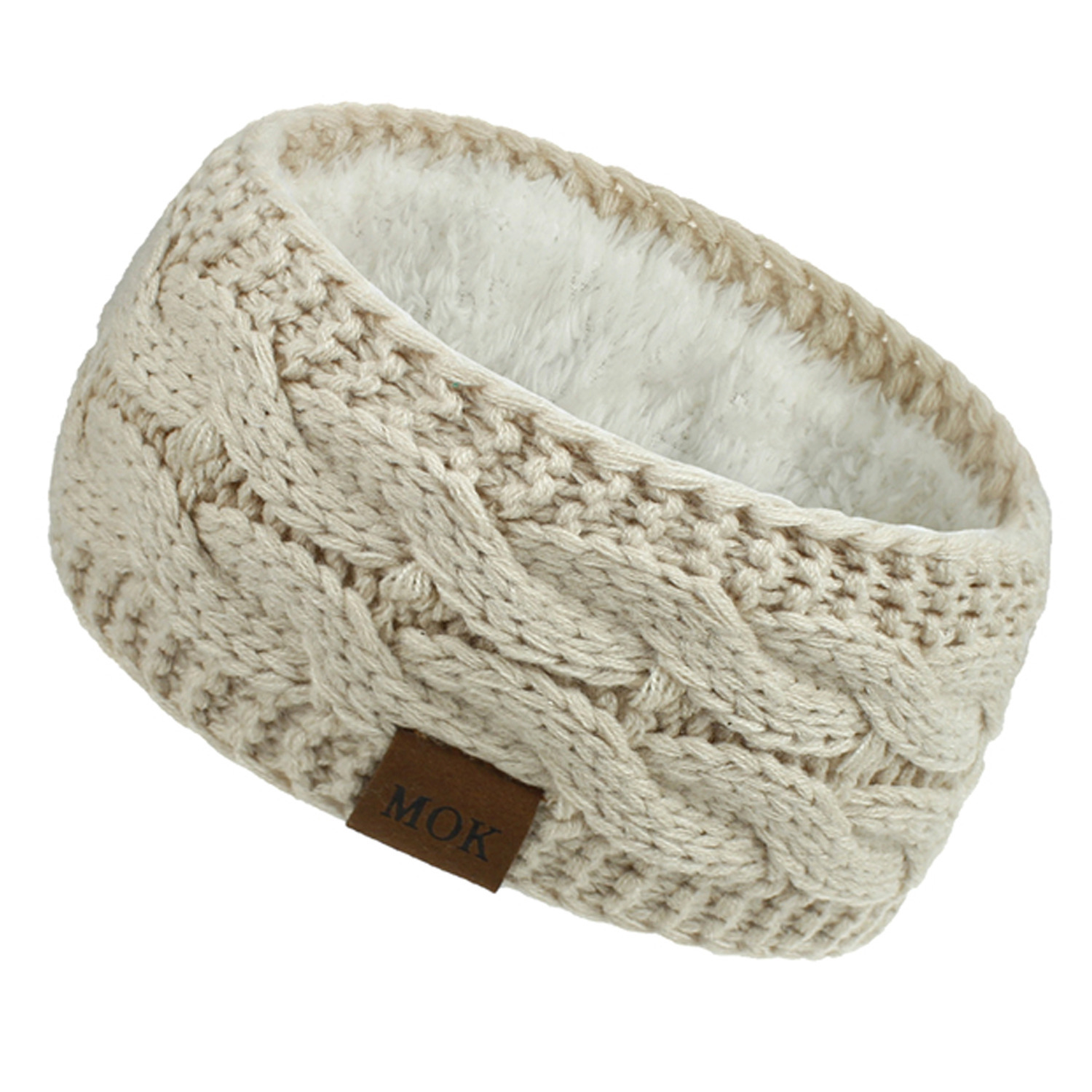 Soft Fleece Lined Headband and Ear Warmer - Beige / 1cm