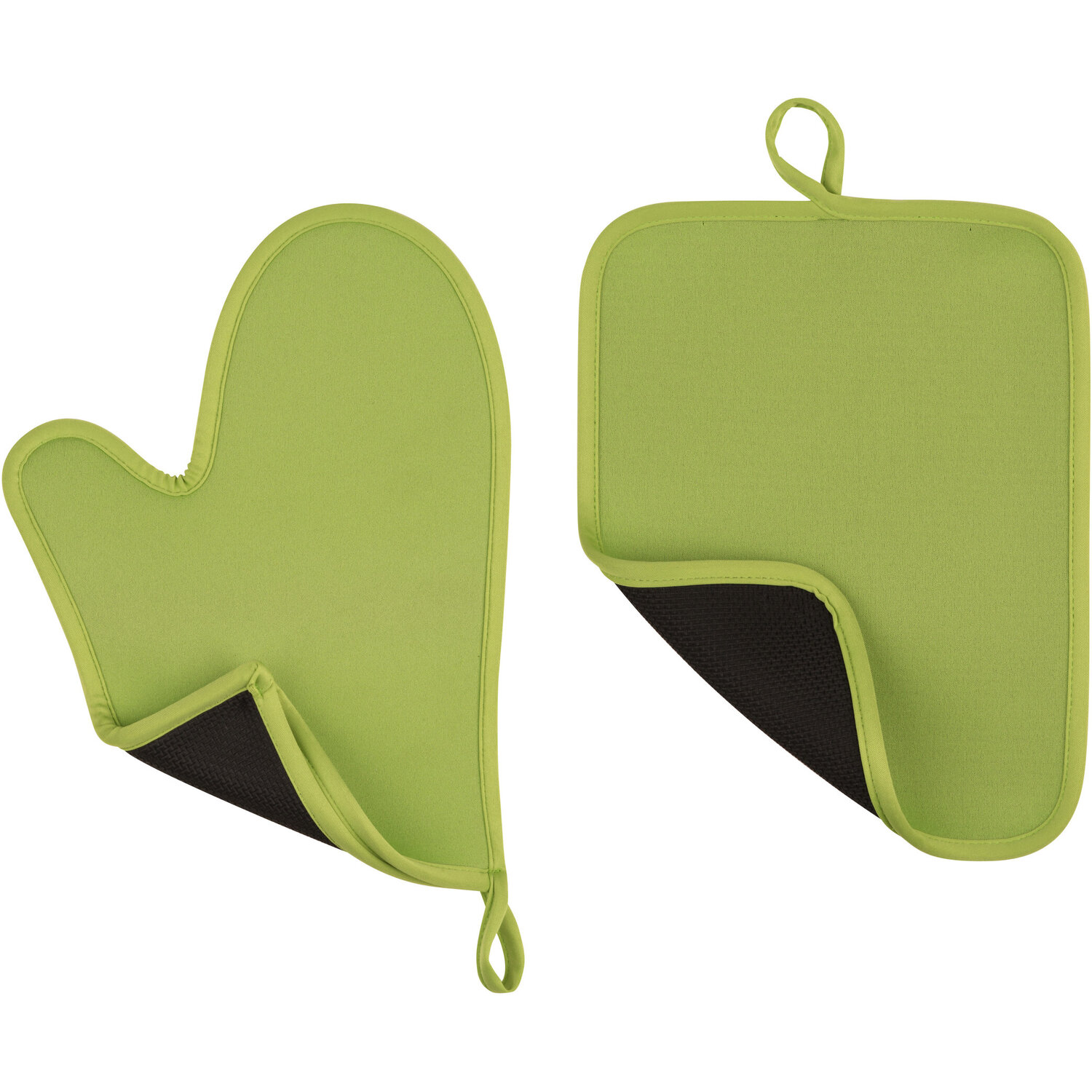 Essentials By Premier Lime Green Neoprene Oven Glove And Pot Holder Set - Green