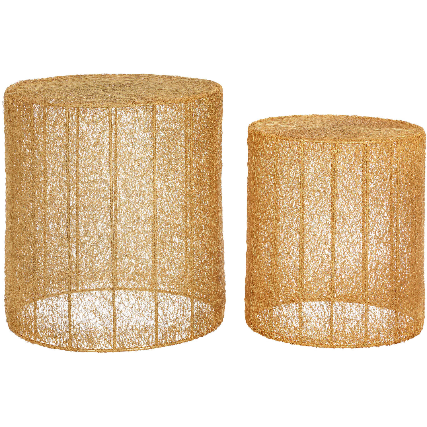 Templar Gold Finish Mesh Set of 2 Round Side Tables - Gold