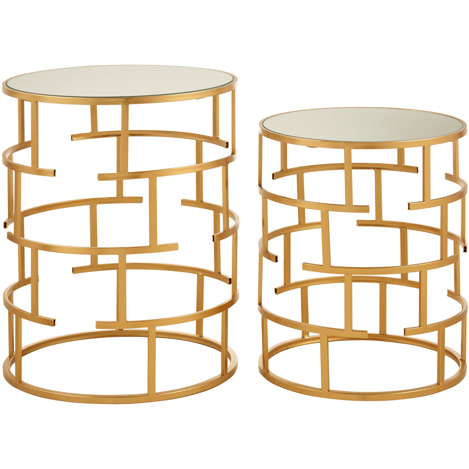 Avantis Set Of 2 Maze Design Side Tables - Gold