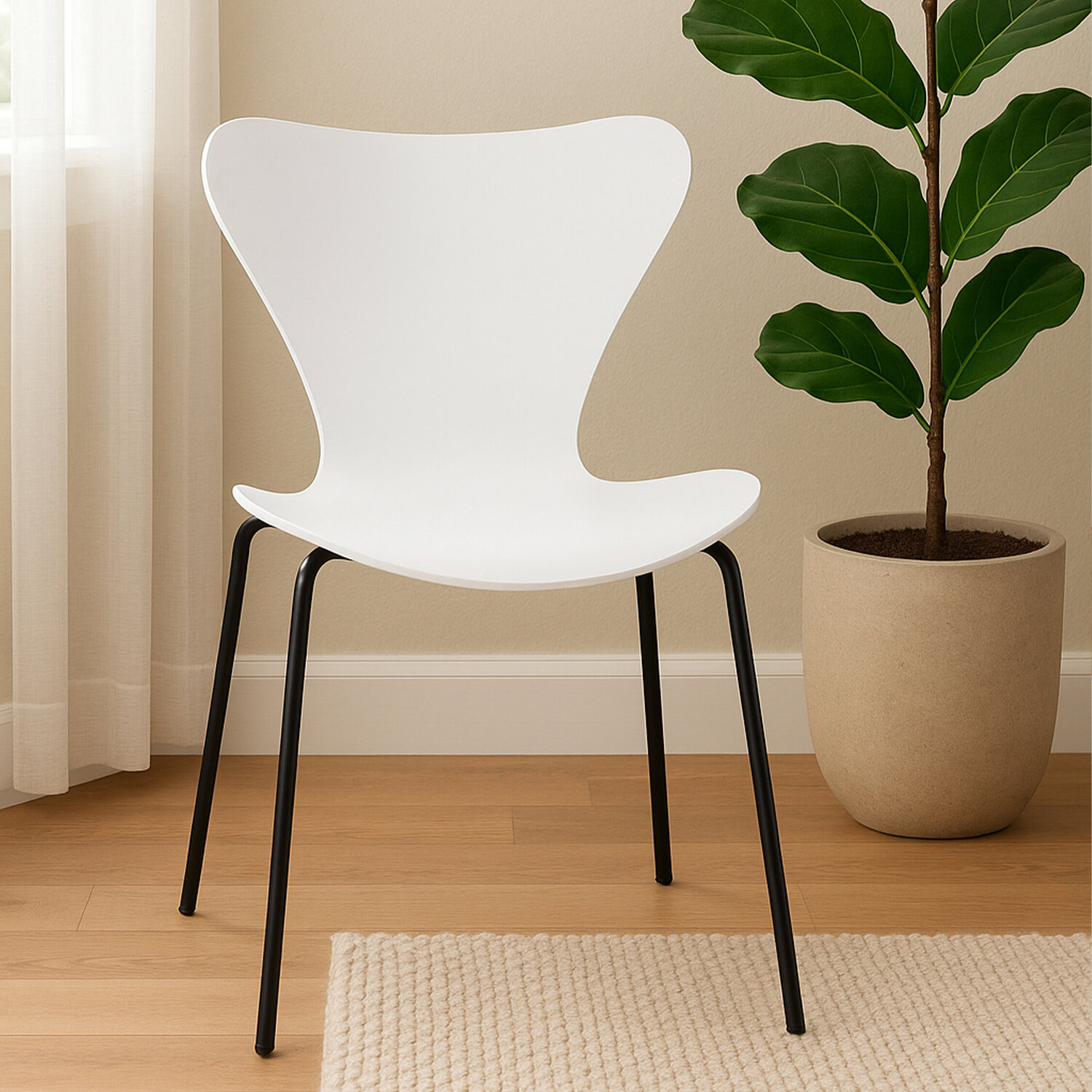 Laila White Seat And Black Legs Dining Chair - Black