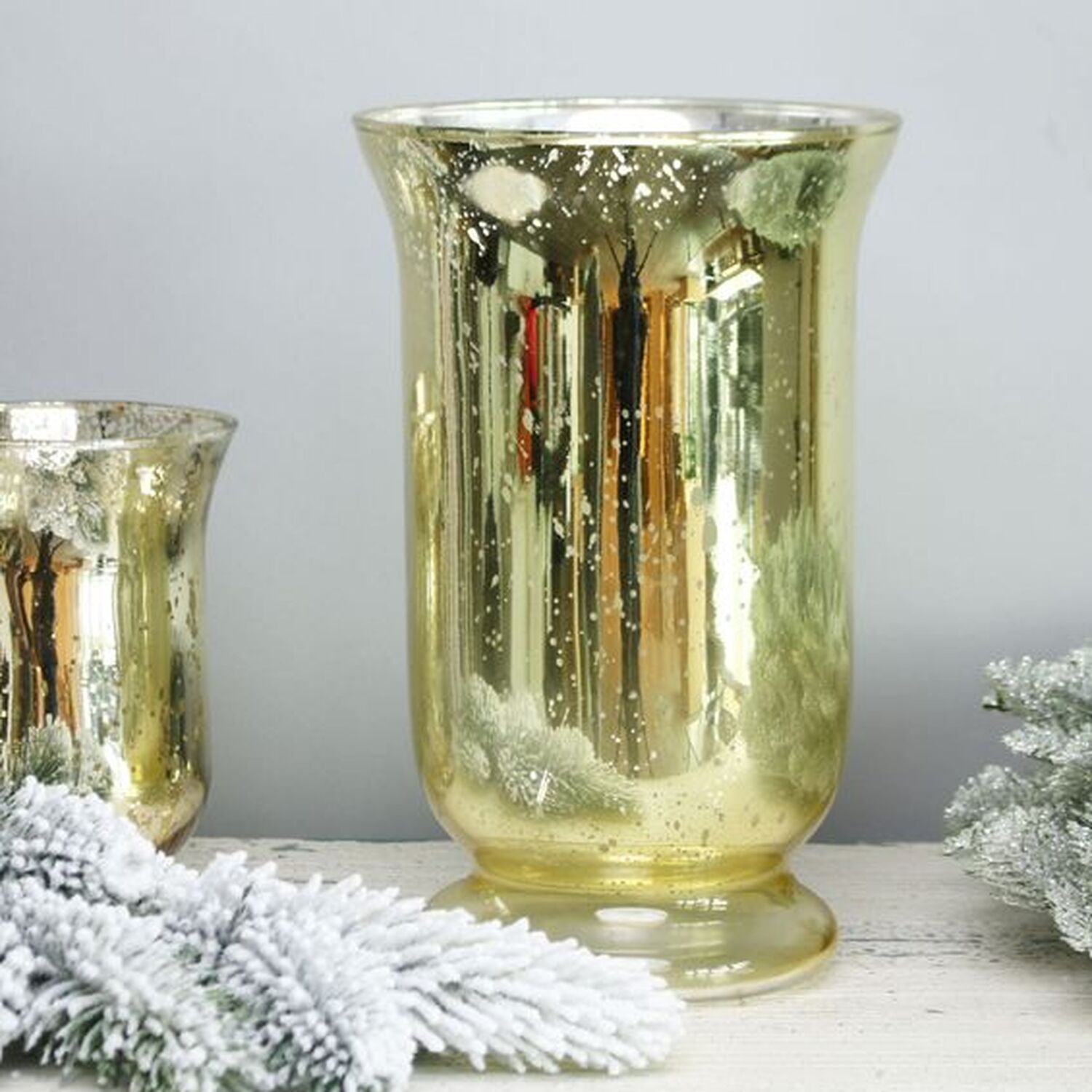 Shiny Speckle Champagne Hurricane Vase 14.5 cm - Champagne