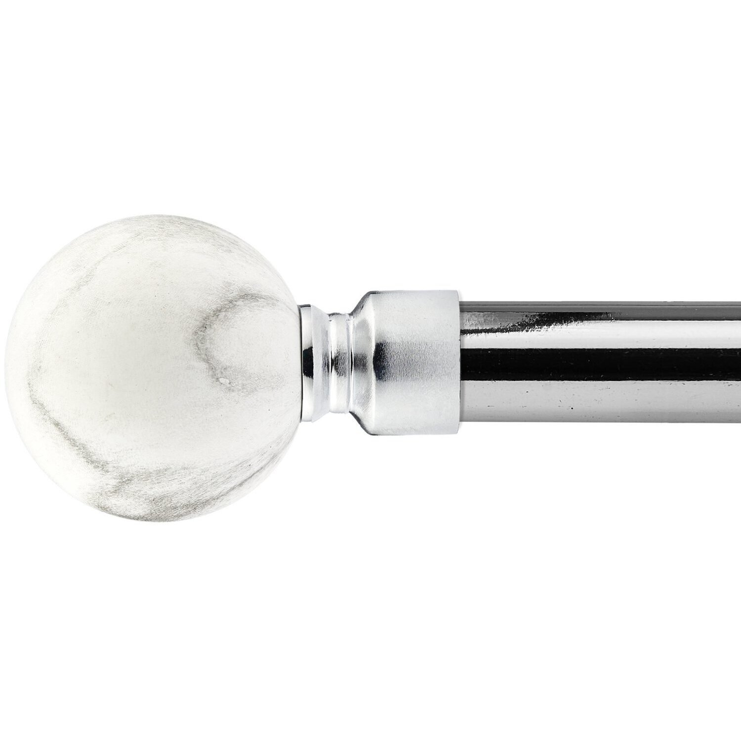 16-19mm Mineral Extendable Eyelet Metal Curtain Pole Set - Satin Silver / 160cm