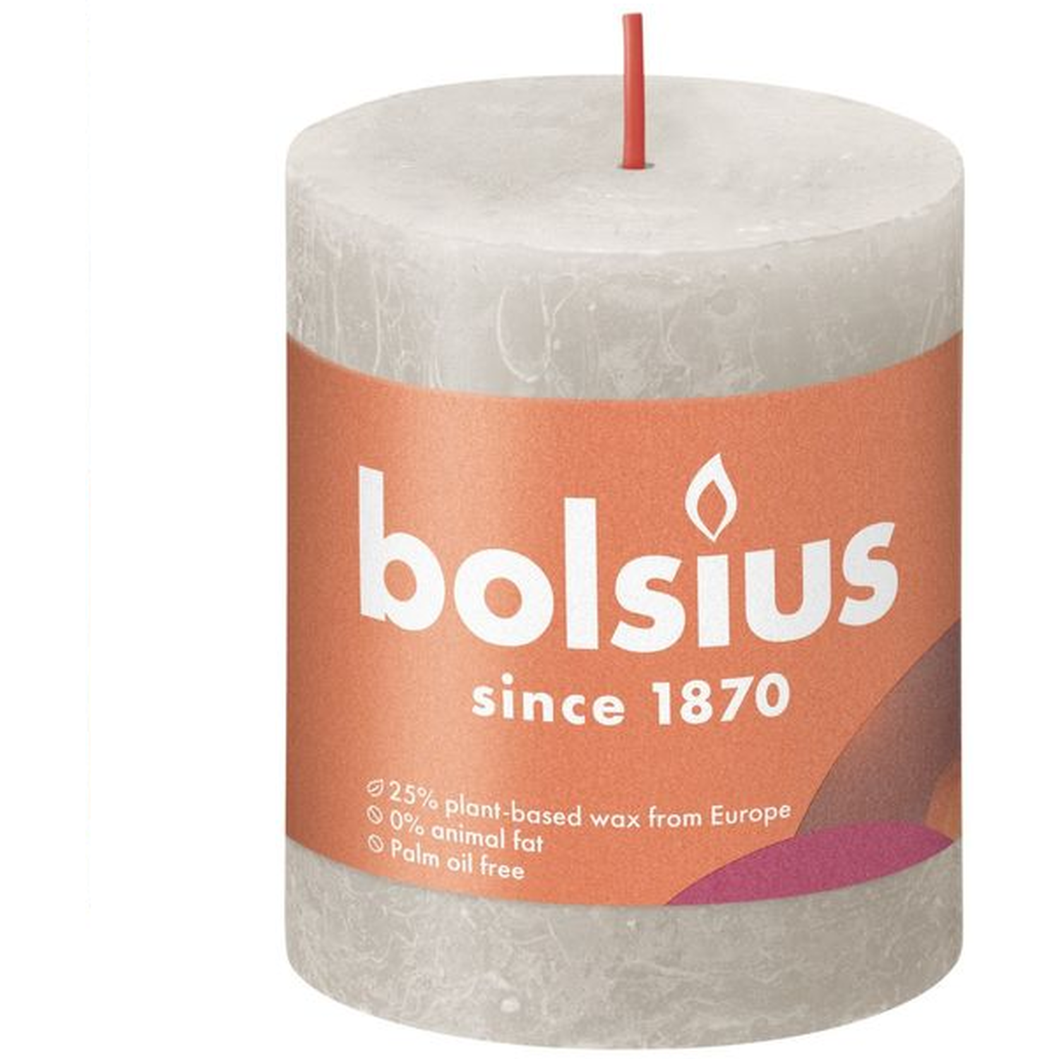 Bolsius Sandy Grey Rustic Shine Pillar Candle (80Mm X 68Mm) - Sandy Grey