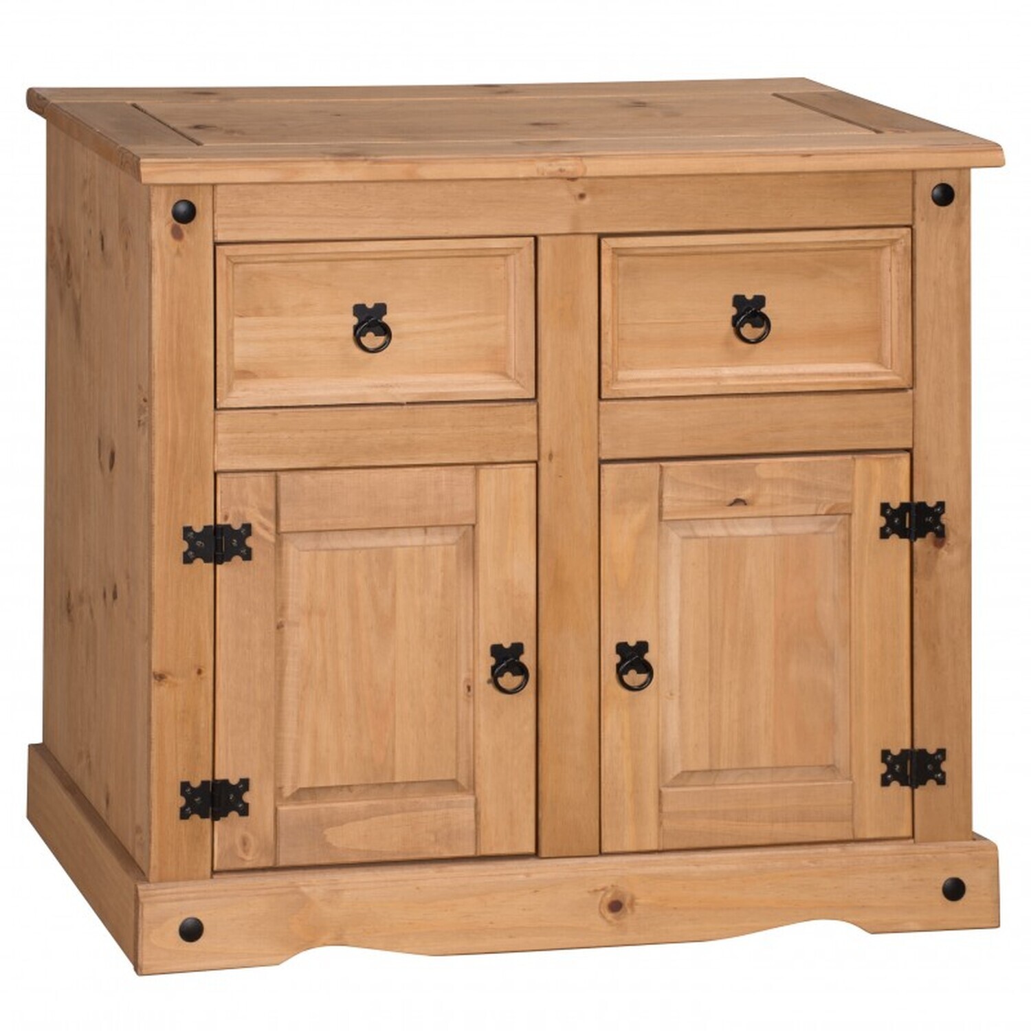 Corona 2 Door Sideboard Solid Wood Pine Wooden Cabinet 2 Drawers - Antique Wax