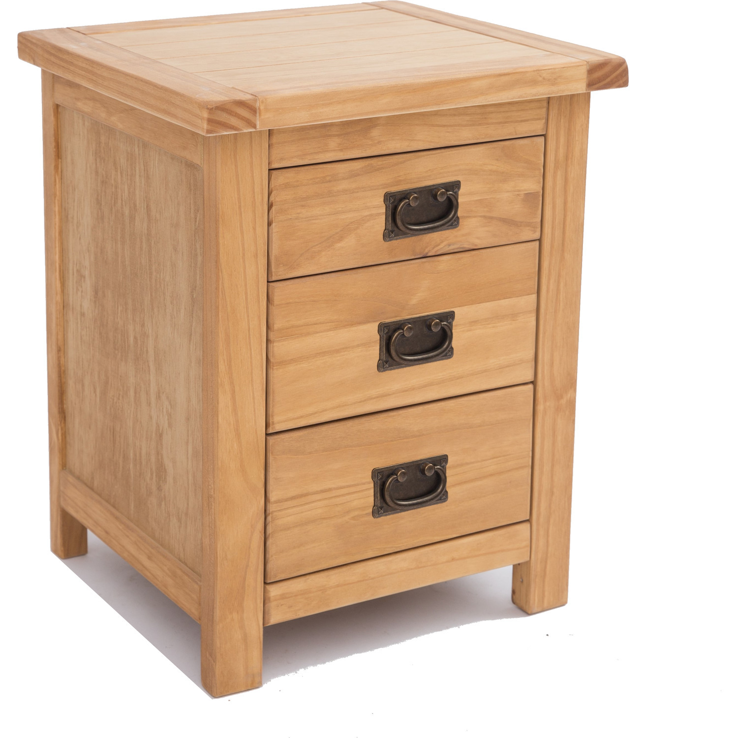 Cabinet Bits Lugo 3 Drawer Bedside Cabinet - Brown / Brass Drop