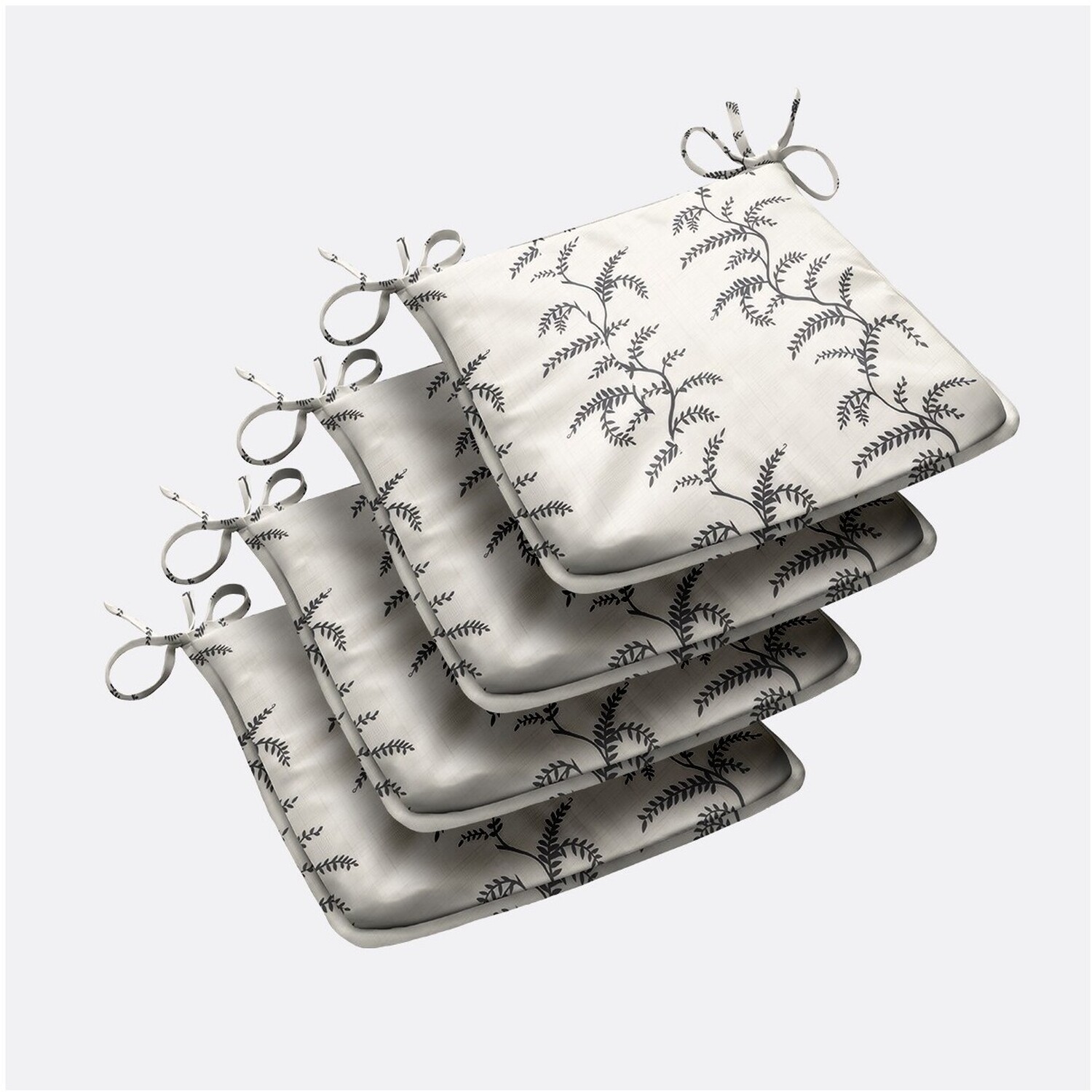 Livinluxury Linen Fern Outdoor Tapezoid Shape Seat Pad - Grey/White