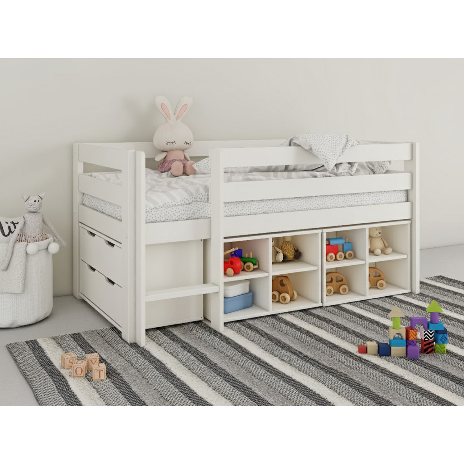 Mid Sleeper Shorty Cube Storage Set White - White