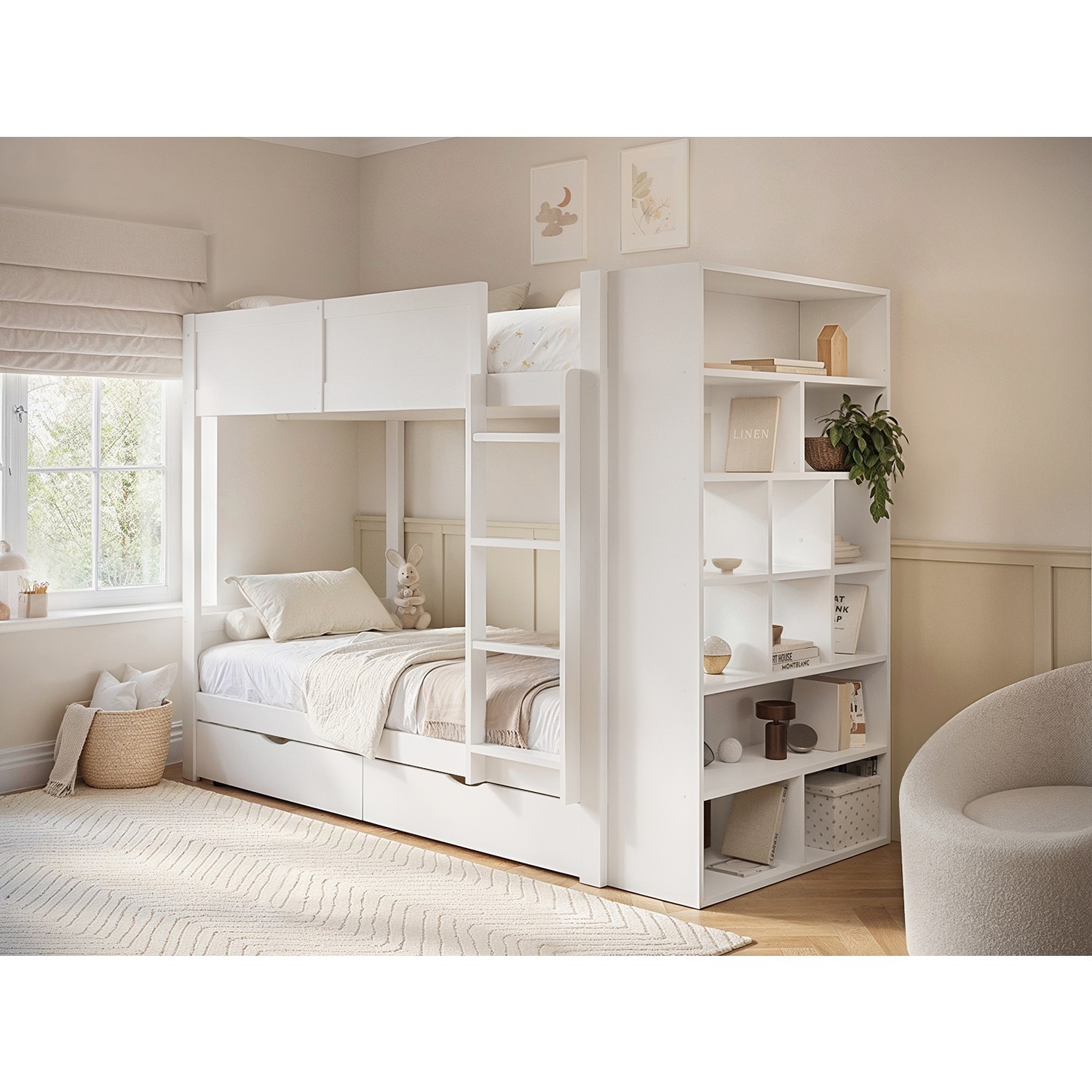 Flair Ruby White Bunk Bed with Storage - Image 3