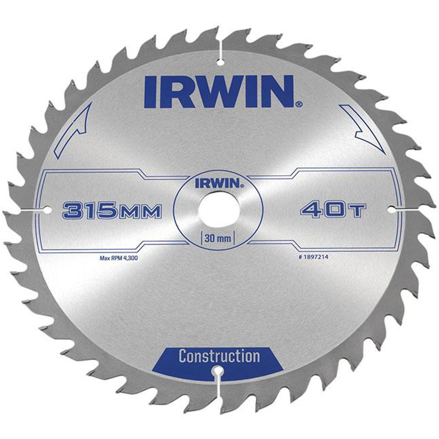 Irwin General Purpose Table & Mitre Saw Blade 315 X 30Mm X 40T Atb - Grey - Image 1
