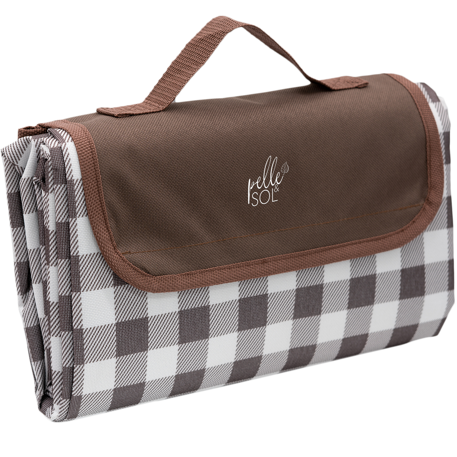 Pelle & Sol Foldable Waterproof Picnic Blanket with Carry Handle - Blue in Brown