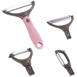 Multicolor Steel Handheld Vegetable Peeler With 2 Cutters