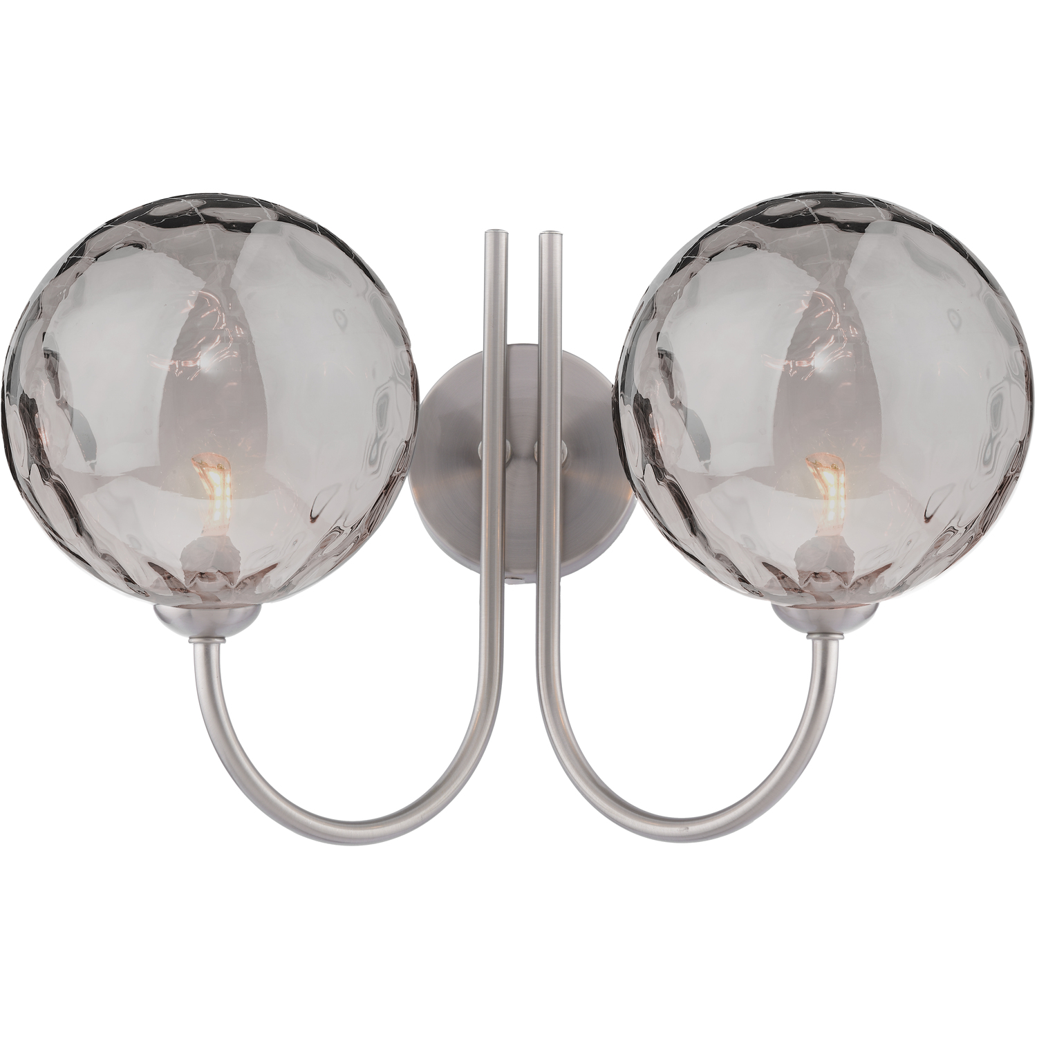Jared 2 Light Wall Light Satin Nickel With Smoked Dimpled Glass