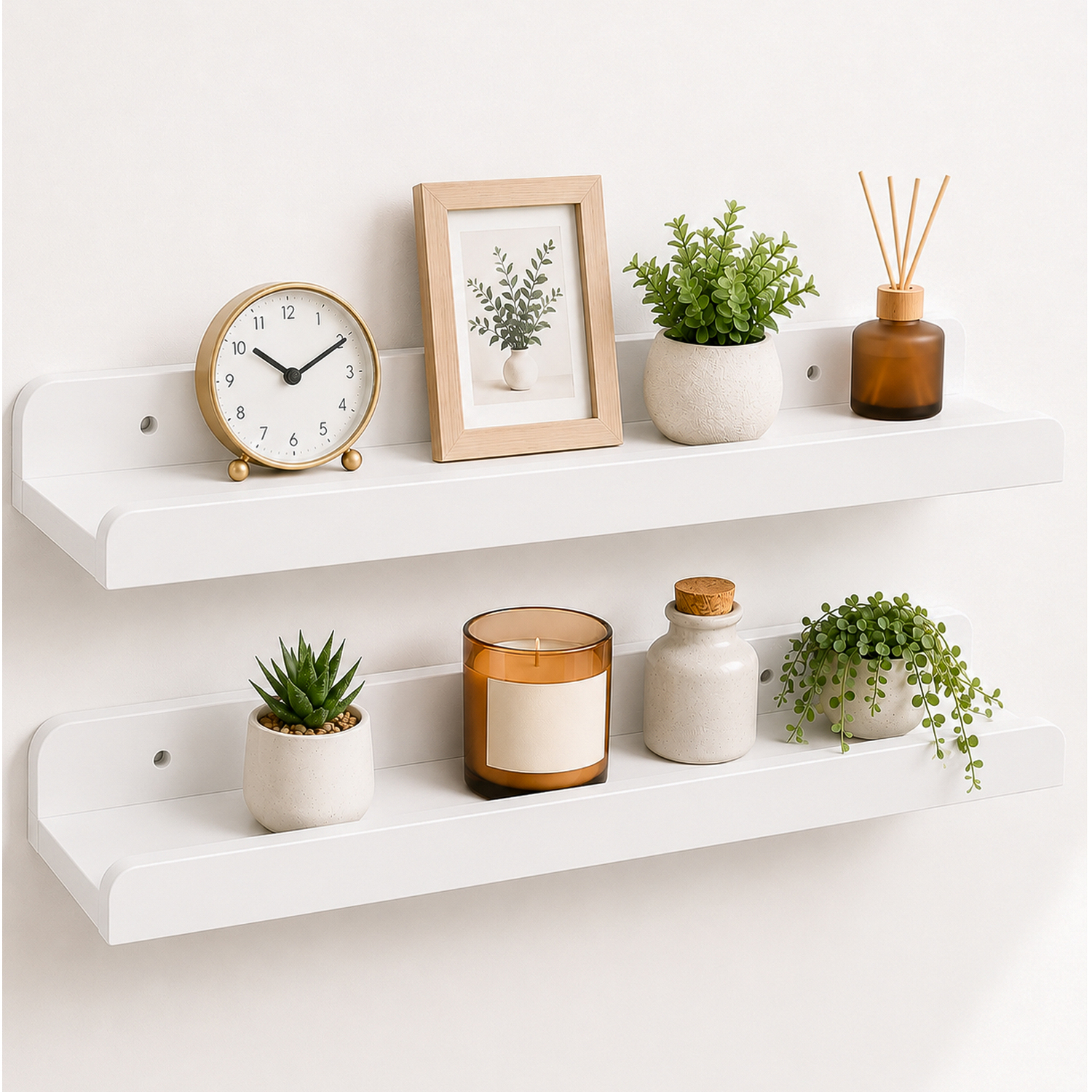 Innoteck Floating Wall Shelf 60Cm Set Of 2 With Raised Front Edge