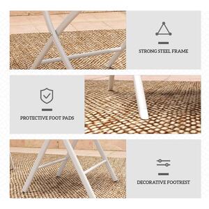 Lafiyo 3-Piece White Outdoor Bistro Set with Folding Chairs and Glass Table