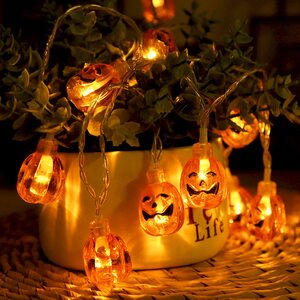 Halloween Pumpkin String Lights - Battery, Warm White LED