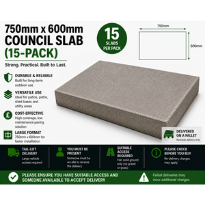 750mm x 600mm Council Slab (15-Pack) - Durable Utility Concrete Paving Slabs