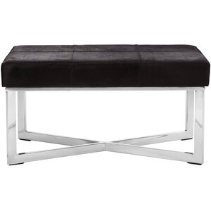 Kensington Townhouse Black Hair On Leather Leather Bench